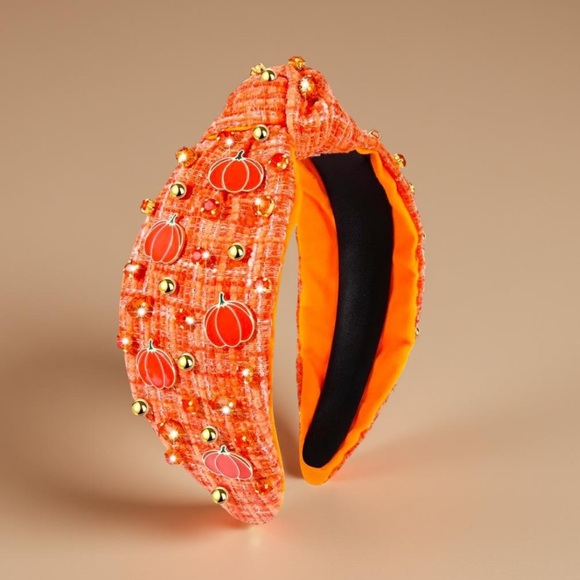 Pumpkin Headbands Embellished With Enameled Pumpkin & Crystals NEW - Picture 5 of 14